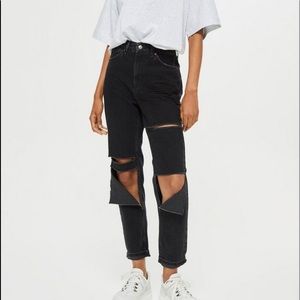 Top shop Black Ripped high waist mom jeans